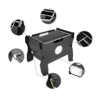 Barbecue portable en métal noir personnalisé pour extérieur, jardin, pique-nique, voyage, camping, au charbon de bois, au bois de chauffage, au gaz, avec foyer et grill