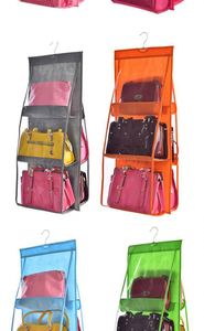 Wholesale Non-Woven Fabric 6-Pocket Handbag Organizer with Transparent Window Moisture-Proof <b>Hanging</b> Storage Bag - Product Image 2