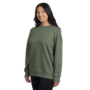 Sudadera de Cuello Redondo 100% Algodón para Mujer, Color Sólido, Transpirable, Tejida, Manga Larga, Ropa de Otoño, Sudaderas para Mujer - Product Image 5
