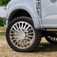 Jantes forgées DRW polies sur mesure 22X8.25 28X8.25 avec enjoliveur central flottant 8X180 8X210 10X225 pour Ford F350 F450 Super Duty