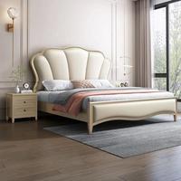 Lit double de 1,8 mètre en bois massif de style américain, mobilier de chambre principale de luxe, moderne, européen, style princesse, avec dossier souple