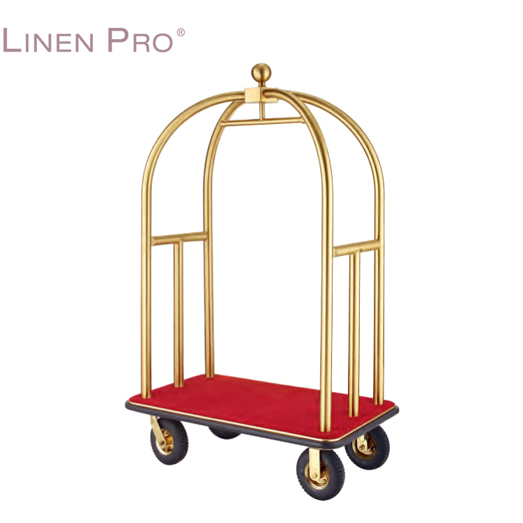 Stainless Steel Lobby Luggage Trolley Cart