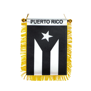 Флаг Пуэрто-Рико с бахромой, мини-флажок, баннер, декор для зеркала заднего вида автомобиля, черный флаг Пуэрто-Рико с бахромой - Product Image 1
