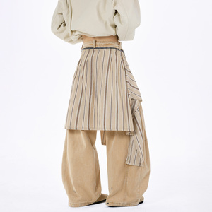 Pantalons en <span class=keywords><strong>jean</strong></span> streetwear à jambes larges à volants <span class=keywords><strong>beige</strong></span> personnalisés, jeans décontractés de haute qualité pour toutes les saisons, jeans amples pour hommes - Product Image 4