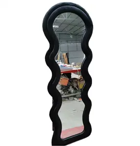 Ins Decor LED Irregular Full-length Body Dressing Mirror Mounted Floor Wall Standing Wave Mirror