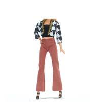 Nouvelle robe mini mode pour poupée de 11 pouces (30 cm) à 6 points, magnifique ensemble rose mignon en coton (manteau, pantalon, jupe) – Vêtements en gros