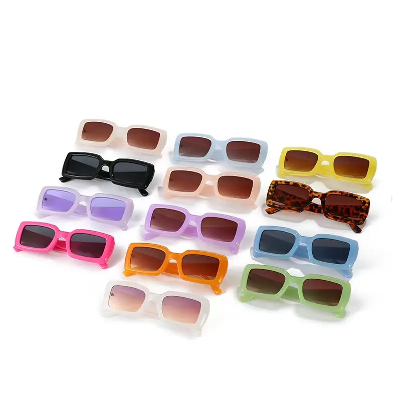 2022 Brand Sunglasses Jelly color vendor Square Sun Glasses Luxury Brand Travel Rectangle Small frame Sunglasses