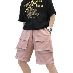Vente en gros de pantalons courts hip-hop personnalisés pour garçons ensemble de shorts cargo roses avec cordon de serrage pour hommes - Product Image 2