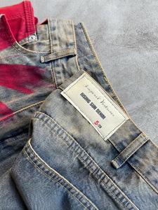 牛仔裤 洗涤浮石 特制喇叭裤 Y2K 宽松印花牛仔裤 男士喇叭裤 设计品牌男士牛仔裤 - Product Image 3