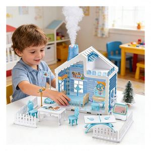 Modern <b>Plastic</b> PVC Doll House <b>Play</b> Set Bedroom <b>Kitchen</b> Bathroom Balcony Furniture Pretend <b>Play</b> Gift for Children Family Home - Product Image 6