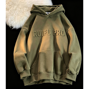 ผู้ผลิตเสื้อฮู้ดดี้ผู้ชายแบบกำหนดเอง ขายส่งเสื้อฮู้ดดี้แบบสวมหัว ผ้าหนา ผ้าฝ้าย ปักลาย เสื้อฮู้ดดี้ลายนูน - Product Image 2