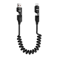 Cable de Carga Rápida Multifuncional 4 en 1 de Alta Calidad, 1 Metro, 60W, USB-A/USB-C a USB-C/8 Pines, para Viajes