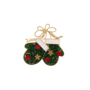 Christmas <b>Candy</b> Cane And Mittens Brooches Crystal Rhinestone Zinc Alloy Unisex Fashion Accessory Gift - Product Image 4
