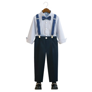Bộ đồ trẻ em ZC012 Xuân/Hè Mẫu mới Váy hoa dự tiệc sinh nhật bé gái Áo sơ mi bé trai cổ V đơn hàng nút - Product Image 5