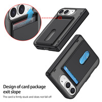 Étui de téléphone pliable avec porte-cartes, protection intégrale de la charnière, protection antichoc, protection d'écran en verre trempé pour iPhone Duo