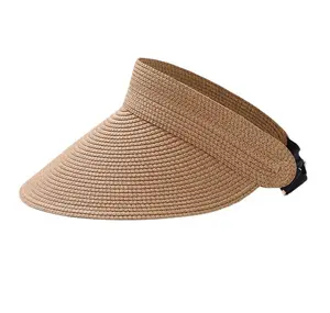 Thời Trang Rộng Eaves UV Sun Bảo Vệ Có Thể Gập Lại Bãi Biển Hat Tùy Chỉnh Visor Hat Straw