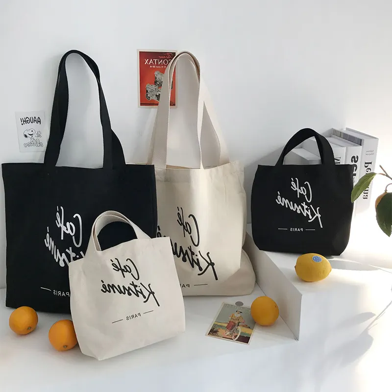 Customized Fashion Recyclable Shopping Cotton Canvas Custom Tote Bag with Printed Logo