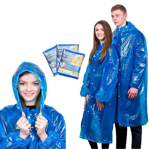 Ponchos de Lluvia Desechables para Adultos, Paquete de 10, Capucha con Cordón de Emergencia, Impermeables, de Plástico PE, para Actividades al Aire Libre - Product Image 2