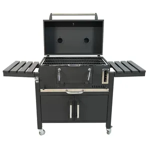 Adjustable Height Heavy Duty Backyard Garden Trolley BBQ Charcoal Barbecue Grills With Cabinet