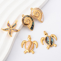 Accessoires de bijouterie DIY en acier inoxydable Pendentif étoile de mer tortue conque Hawaiian Shell Marine Life Religious Party Stone Charms