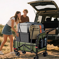 Chariot de camping pliable 400LBS, chariot utilitaire robuste pliable, roues tout-terrain, chariot de camping extérieur, plage, jardin