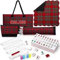 Jeu de Mahjong portable de style américain, avec tuiles complètes, supports, sac de rangement, tapis de jeu, dés et jetons, pour la famille et les clubs
