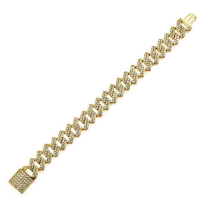 15Mm rhombus bar Cuban chain exaggerated <b>bracelet</b>, personalized <b>copper</b> inlaid zircon <b>bracelet</b>. - Product Image 5