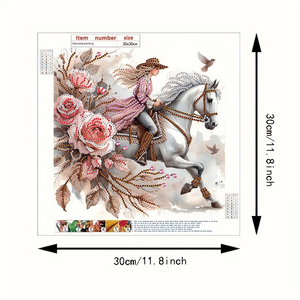Pintura de Diamantes Personalizada de 30*30cm, Diseño de Dama <span class=keywords><strong>a</strong></span> <span class=keywords><strong>Caballo</strong></span>, Broca de Cristal de Forma Especial, Pintura de Diamantes Moderna para Decoración del Hogar - Product Image 2