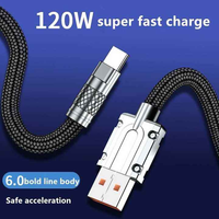 Cables de Carga Rápida OEM de 120W, Trenzados, 6A, Tipo-C, de Nailon, para iPhone, Samsung, Huawei, Xiaomi