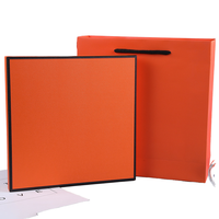 Boîte à serviettes en soie orange simple haut de gamme, emballage en carton, bord noir, couverture Ciel et Terre, 4C, vente en gros et au détail, fabriqué à partir de matériaux recyclés
