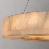 Lustre de luxe en albâtre circulaire, luminaire de plafond en marbre naturel pour hôtel, restaurant, salon, lampe suspendue, îlot de cuisine