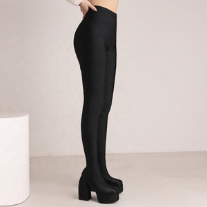 New Design Women's High Chunky Heels Stretch Pant Boots Skintight Thigh High Platform Shoes Over Knee <b>Long</b> Booties - Product Image 4