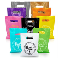 Sacs en plastique personnalisés à motif floral pour la vente chaude, sacs de remerciement réutilisables avec poignée pour vêtements, cadeaux et courses
