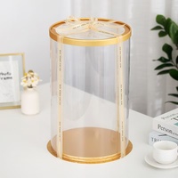 Boîtes à dessert et à gâteaux rondes transparentes noires en PET QX Wholesale 6" 8" 10" 12" pour les fêtes d'anniversaire et de mariage, emballage alimentaire