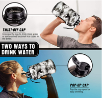 Bouteille d'eau de sport de 2,2 L (demi-gallon) avec housse et couvercle, sans BPA, grande bouteille d'eau de 64 oz avec poignée