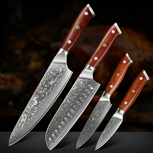 Ensemble de 11 couteaux de cuisine à motif Damas, manche en bois massif, couverts professionnels, coffret cadeau pour chef, hôtel, restauration - Product Image 5