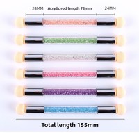 Pinceau éponge acrylique double-tête pour nail art, stylo de mélange pour dégradé, effet vignettage, aquarelle, points de couleur, manche en plastique