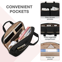 Bolsa para Portátil Personalizada Grande de 15.6 17.3 Pulgadas para Mujer, Maletín de Poliéster, Funda para Computadora para Oficina, Viajes, Negocios, Negra