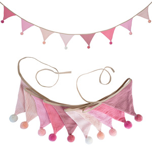 Drapeaux en coton avec pompons couleur unie enfants fête d'<span class=keywords><strong>anniversaire</strong></span> <span class=keywords><strong>guirlande</strong></span> suspendue pour pépinière Camping salle de classe événements à thème - Product Image 6