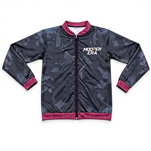 Chaqueta deportiva con cremallera completa, sublimada con camuflaje personalizado, ribete color granate, fabricante mayorista, proveedor directo de fábrica. - Product Image 1