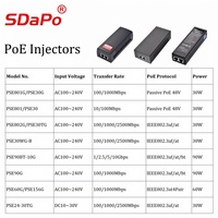 Inyector SDAPO 2,5 Gigabit IEEE802.3at PoE + compatible con 1G/G, un puerto, venta directa de fábrica, inyector PoE activo de tamaño Mini
