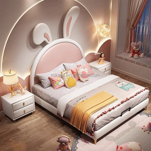 Hot Sales Bunny <strong>Bed</strong> With Storage Space Fashion Soft Girls Kid <strong>Rabbit</strong> <strong>Beds</strong> Luxury Wood Frame Children Princess <strong>Bed</strong> Bedroom Set - Product Image 2