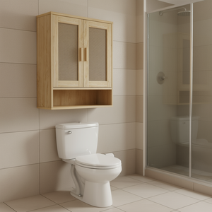 Mobiletto da bagno sopra il WC in rovere con 2 ante, ripiano regolabile, design rustico per il bagno - Product Image 2