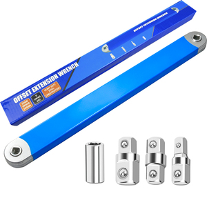 Clé à cliquet à extension déportée, jeu de douilles à cliquet à chocs 1/2" 1/4" 3/8" avec adaptateurs carrés pour réparation automobile en espace restreint - Product Image 6