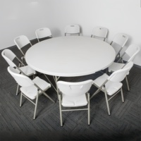 Table Ronde en Plastique PEHD Pliante Durable et Portable pour Banquets, Fêtes, Événements, Traiteur, Restauration et Hôtellerie en Extérieur