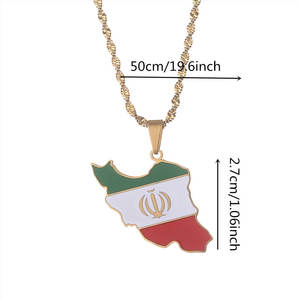 Colliers tendance anti-ternissement en argent et or PVD, bijoux fins en acier inoxydable 316L, collier carte de l'Iran pour femmes - Product Image 5