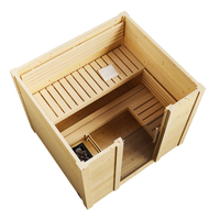 2024 Caisheng Usine Offre Spéciale Carré Sauna Extérieur Épicéa 4 Personnes Sièges Double Pont Avec Four De Chauffage Électrique
