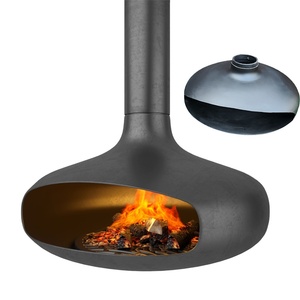 <span class=keywords><strong>Estufa</strong></span> de Leña Giratoria, Chimenea Suspendida de Esquina, Acero Corten, para Interiores, Sala de Estar, Negro Mate, Contemporánea, de Etanol - Product Image 4