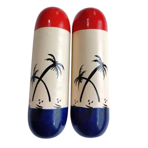 Tubo de madera pintado a mano con forma de cápsula, con diseño de cocotero, para hacer sonido de arena, instrumento de percusión Orff para niños. - Product Image 1
