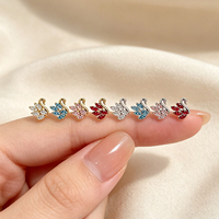 Cincin Hidung Titanium F136 G23 Bentuk Angsa Pipih dengan Tatah CZ Marquise untuk Wanita, Perhiasan Tindik Labret, Tragus, Cartilage, Helix